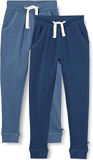 Boys 2er-Pack Jogginghosen – Weiche Baumwoll-Jogginghosen mit Elastischem Bund, Kordelzug, Gerippten Bündchen und Taschen, Bequeme Alltagshosen für Jungen