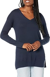 Amazon Essentials Women's Lightweight V-Neck Tunic Sweater, Long Sleeve, Ribbed
