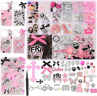 EIiovcnya 2380 Pcs Junk Phone Case Charms Kit for Customizing DIY Cases | Includes Nail Accessories: Cute Bow, Star, Candy, Letter Beads, Flatback Aesthetic Big Decor for Halloween & Holidays Gifts