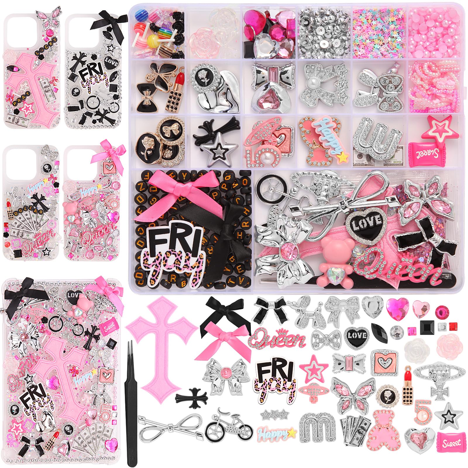EIiovcnya 2380 Pcs Junk Phone Case Charms Kit for Customizing DIY Cases | Includ