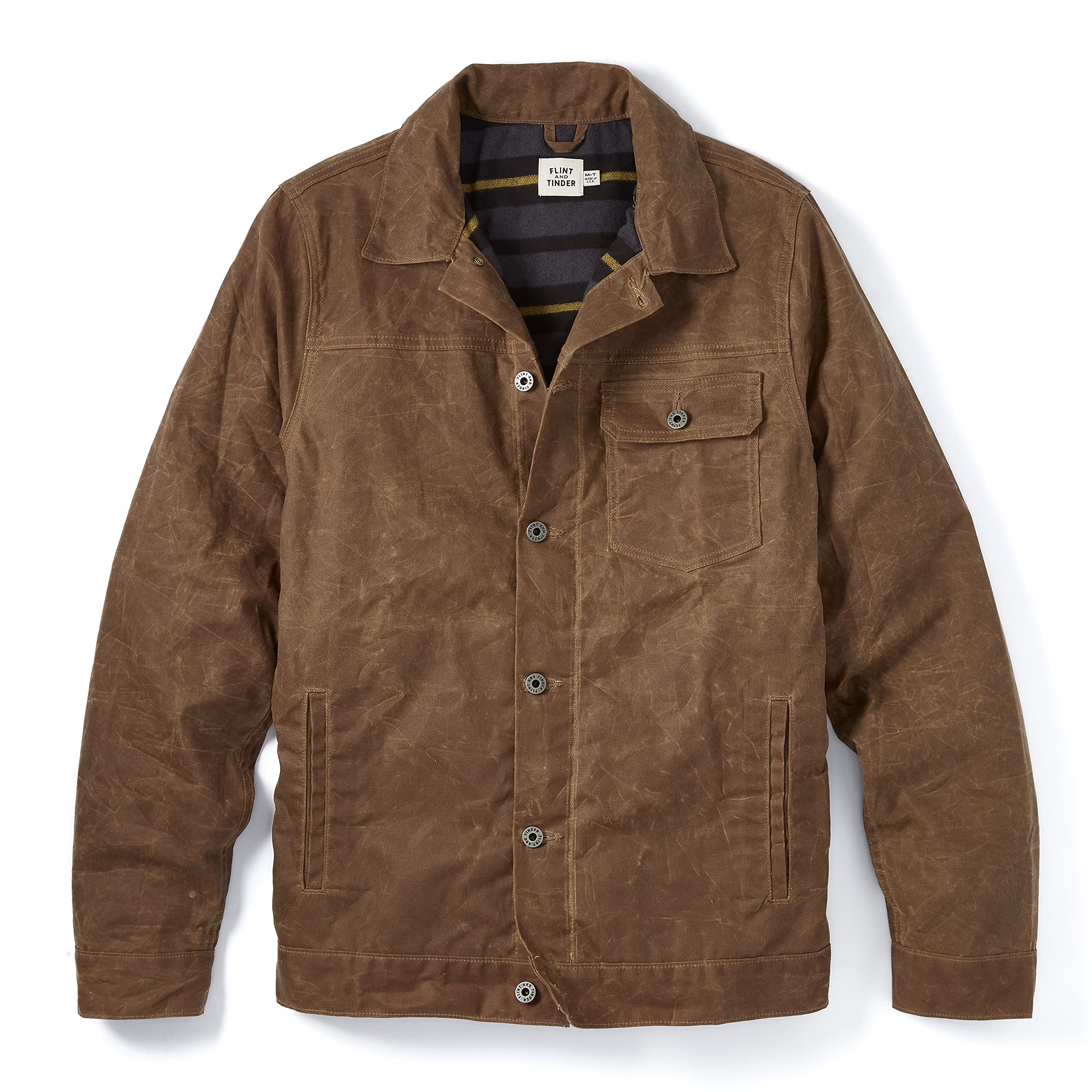 Huckberry Flint and Tinder Men's Flannel-Lined Waxed Trucker Jacket