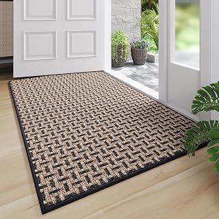 YDKGL Front Door Mat Indoor Entrance Non Slip Entry Doormat Black 24"x35" | Dirt Resistant & Absorbent Low-Profile Braided Rubber Backing Washable Inside Welcome Door mat for Entryway Porch，Easy Clean