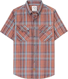 Dubinik® Mens Short Sleeve Button Down Two Pockets Soft Vintage Regular Fit Vintage Fishing Casual Shirts