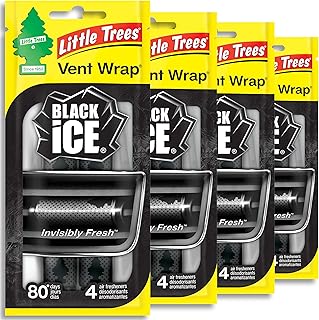 LITTLE TREES Car Air Freshener | Vent Wrap Provides Long Lasting Scent, Invisibly Fresh | 16 Air Fresheners | Black Ice