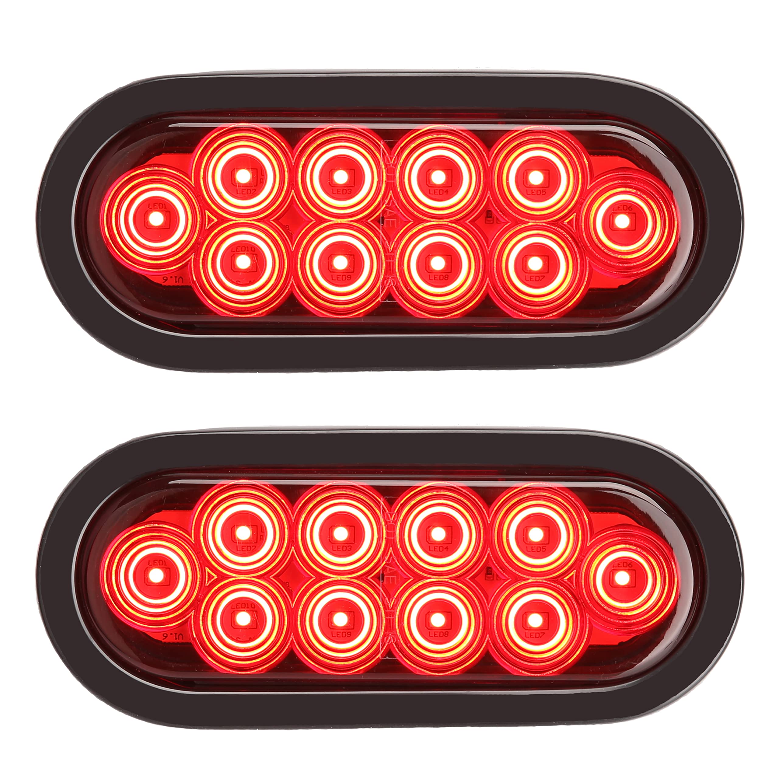 PEAKTOW PTL0431 Oval 6 Inches Red LED Submersible Stop/Turn/Tail/Reverse Trailer