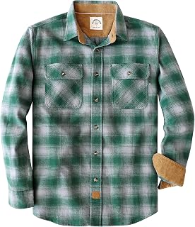 Dubinik Men’s Flannel Shirt, Button-Down Chequered Cotton Shirt, Casual, Long Sleeves, with Two Chest Pockets