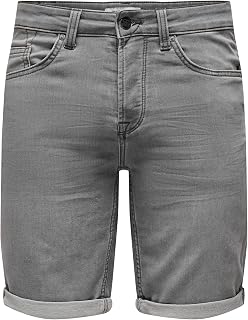 Only & Sons Men's Denim Shorts Capri O&S 3/4 Pants Bermuda Summer Short Casual Trousers Trousers ONSPLY