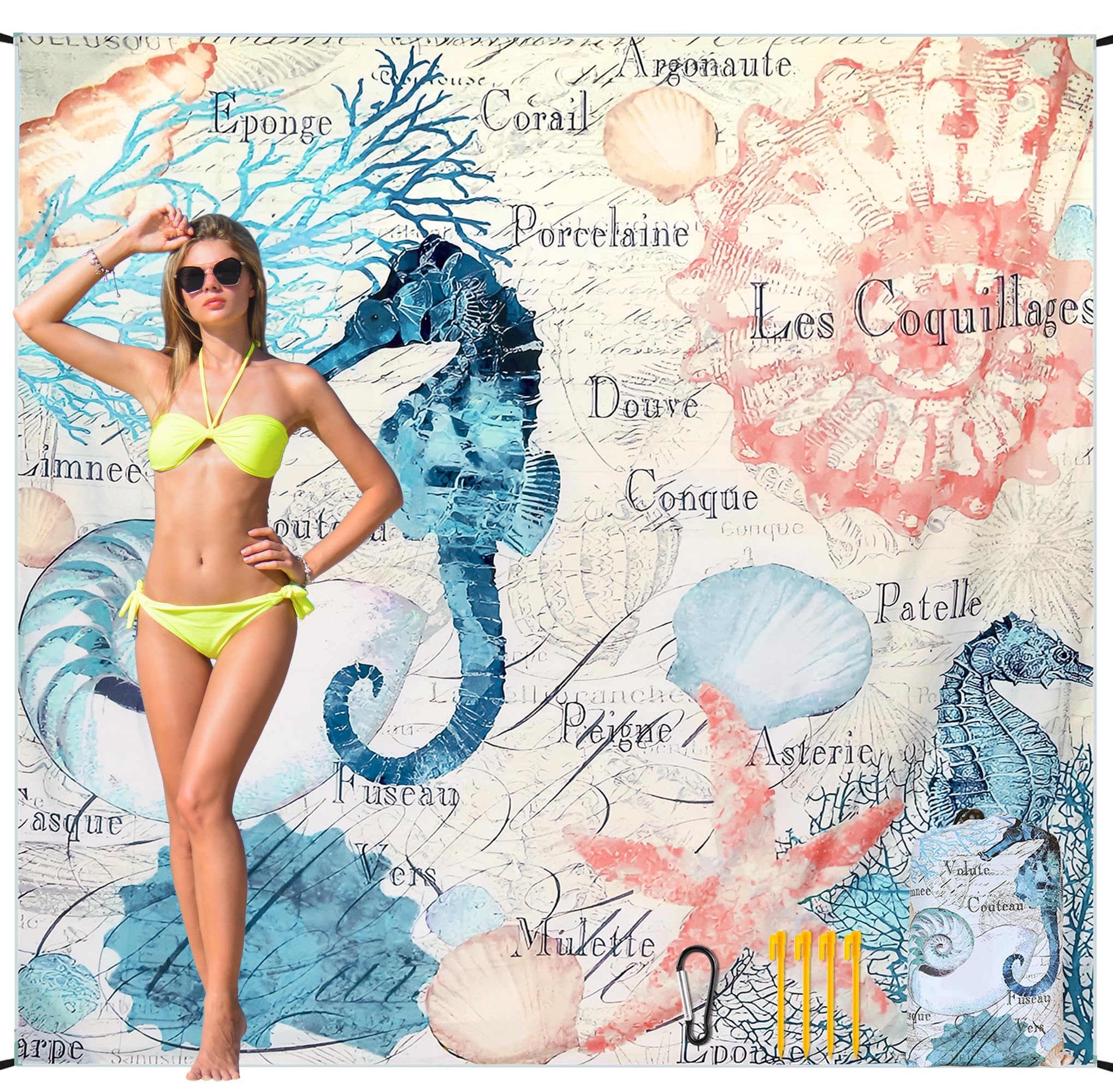 HIHOHO Beach Blanket Waterproof Sandproof Quick Drying Mat for 1-8 Adults