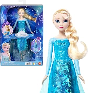 ​Mattel Disney Frozen Singing Elsa Doll with Lights & Music, Sings “Let It Go” from Movie in 4 Languages, Posable with Sparkling Signature Outfit