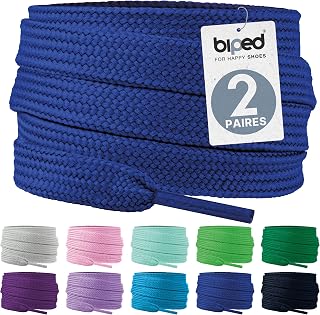 biped Laces 2 Pairs of Flat Polyester Laces, Width 10 mm, Laces for Trainers and Sports Shoes, Tear-Resistant and Washable Z2913