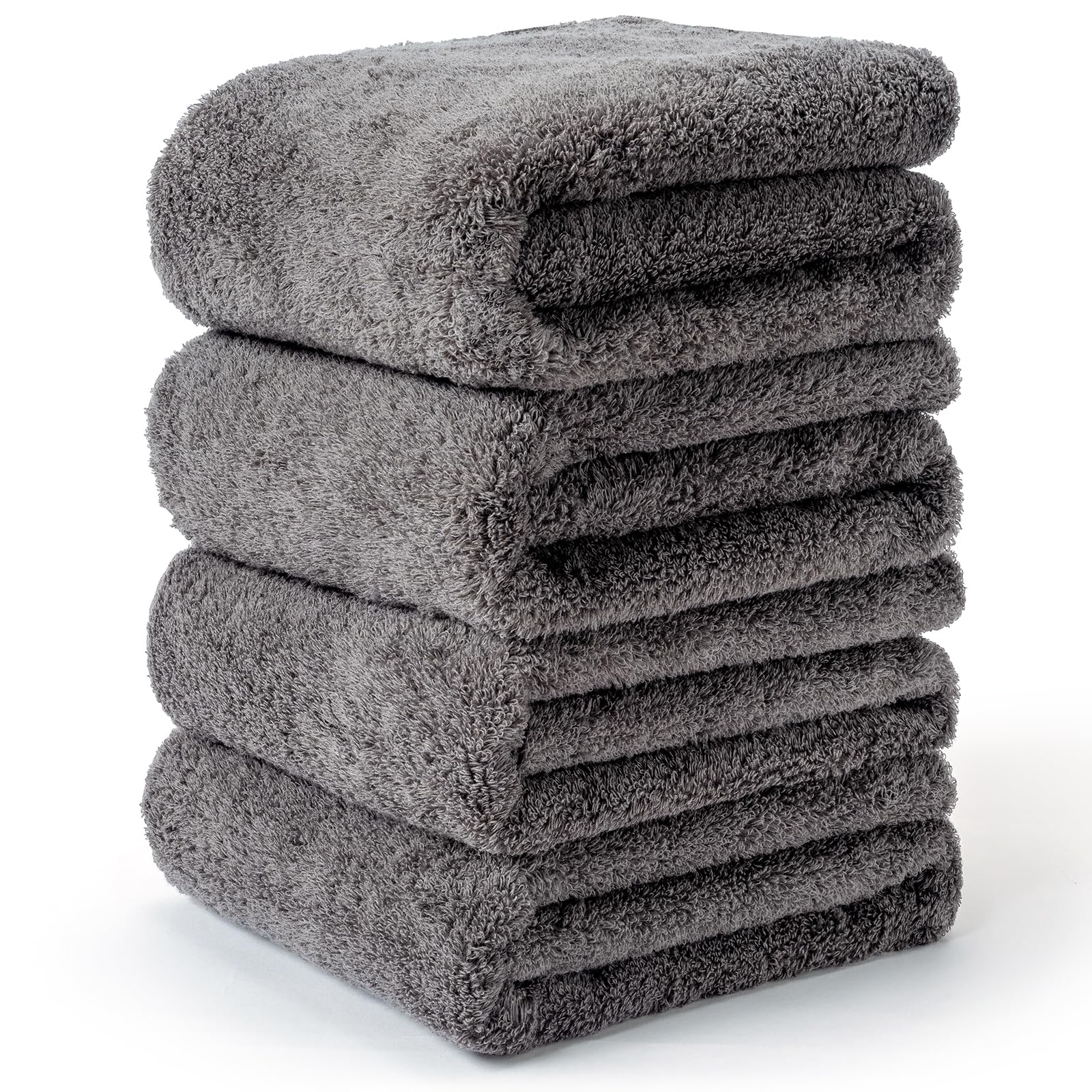 AIFY Resort Towel, Zero Twist Yarn Slim Bath Towels, Set of 4, 100% Cotton, Fluf