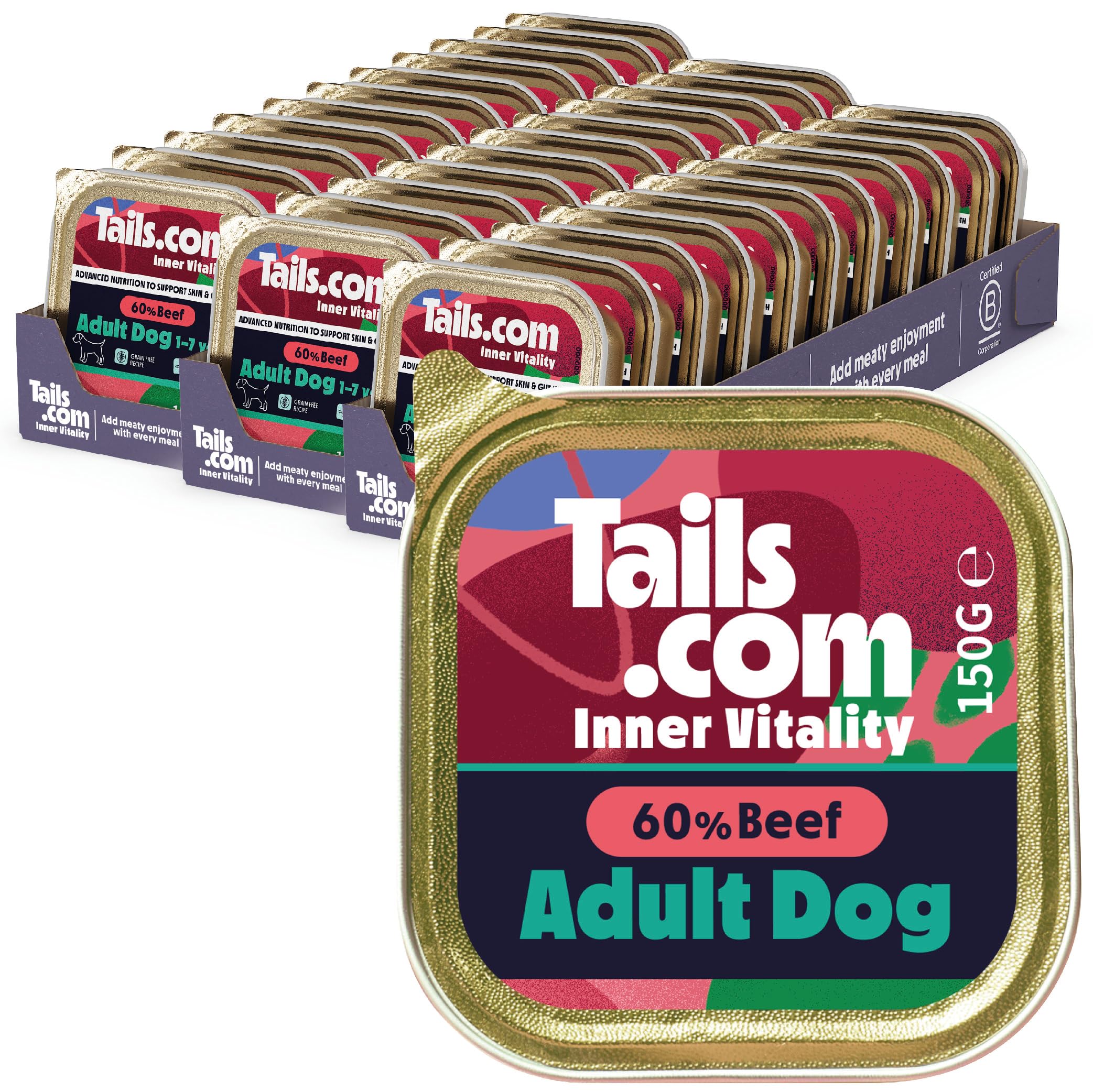Tails.com • Wet Dog Food • 33x150g Beef • Adult • Grain Free