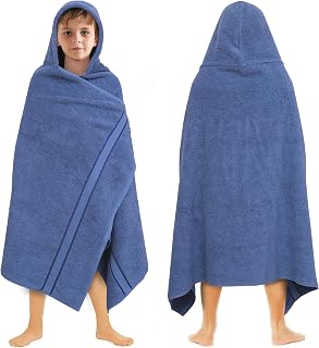 ORIGINAL KIDS Hooded Bath Towel Wrap - Ultra Soft 100% Cotton Kids Towel | 30x54 inch Oversized Terry Towel with a Hood for Big Kids Toddlers - Super Absorbent Quick Dry Shower Pool Beach Towel - Blue