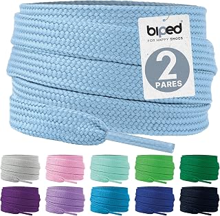 biped LACES Flat Laces (2 Pairs), Polyester Flat Shoelaces, 10 mm Width, Premium Shoe Laces for Trainers, Sports Shoes, Tear-Resistant and Washable z2913
