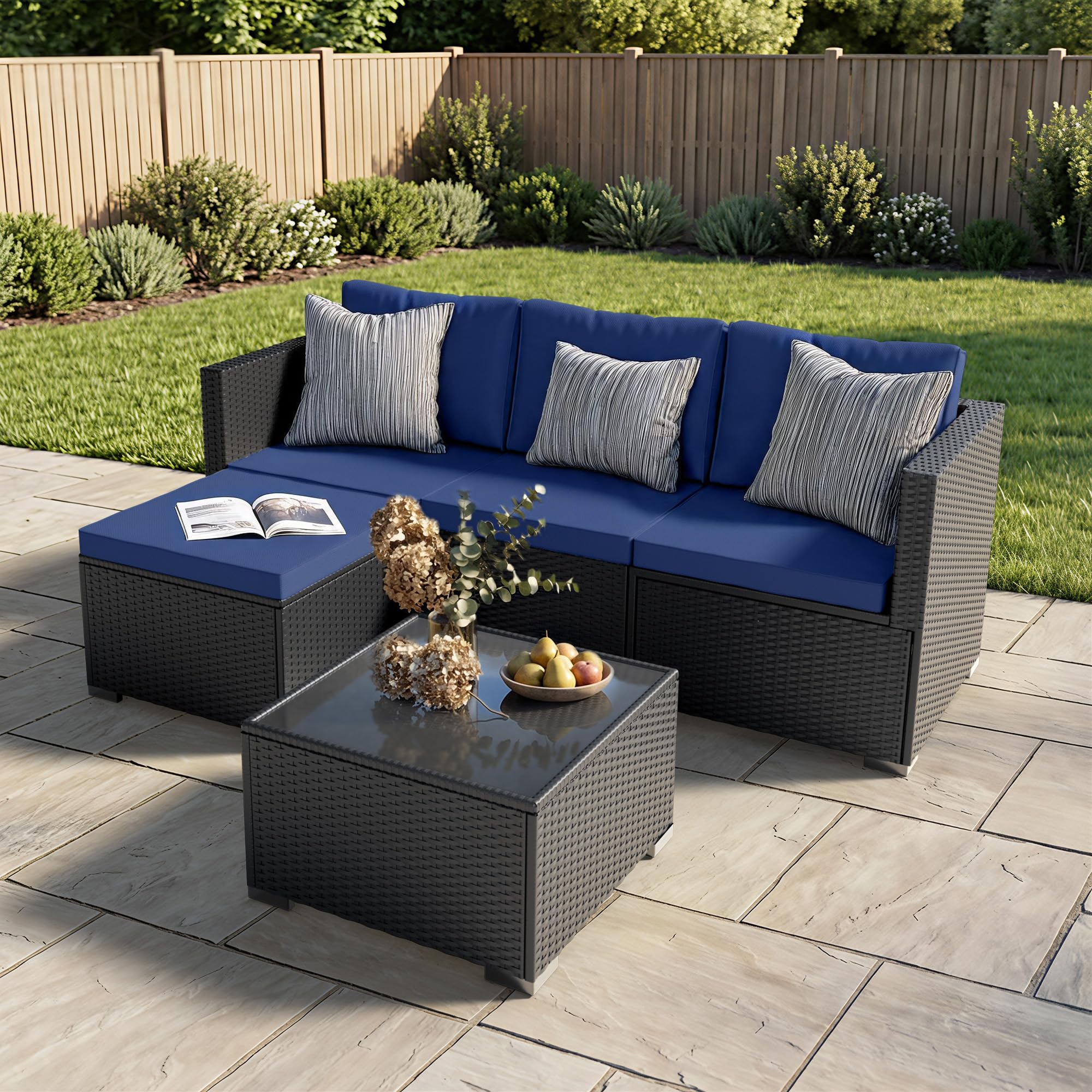 LAWNOOK Patio Furniture Set - All-Weather -5 Piece Outdoor Patio Conversation Co