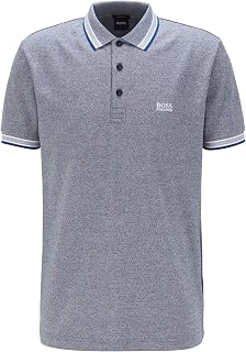BOSS Hugo Mens Paddy Stripe Collar Cotton Golf Polo Shirt