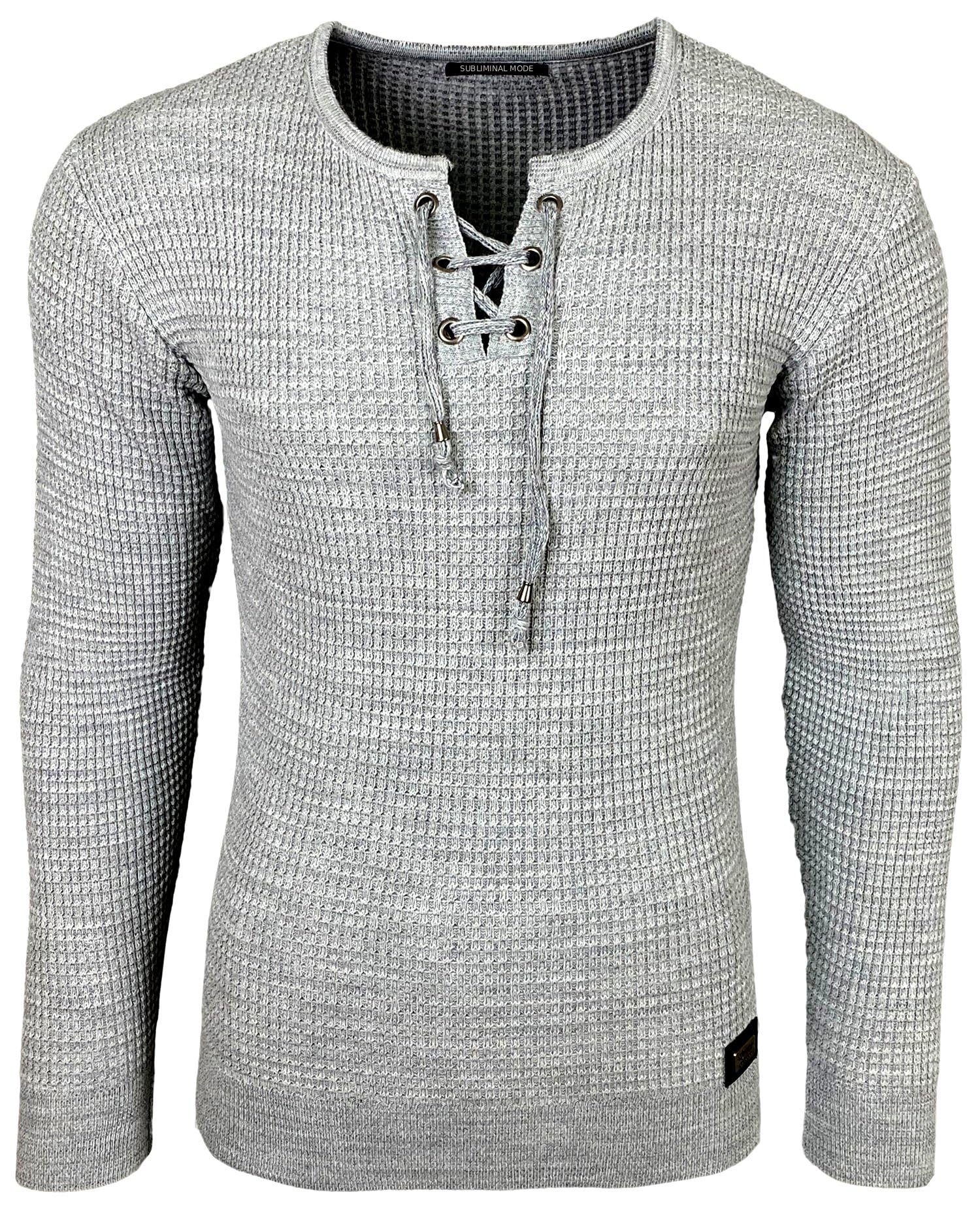 Subliminal Mode - Noel BX52132 Men's Over-Neck Crew Neck Sweater with Cord for C