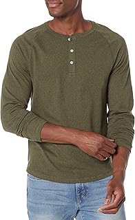 Amazon Essentials Men's Long Sleeve Henley Shirt 100% Cotton