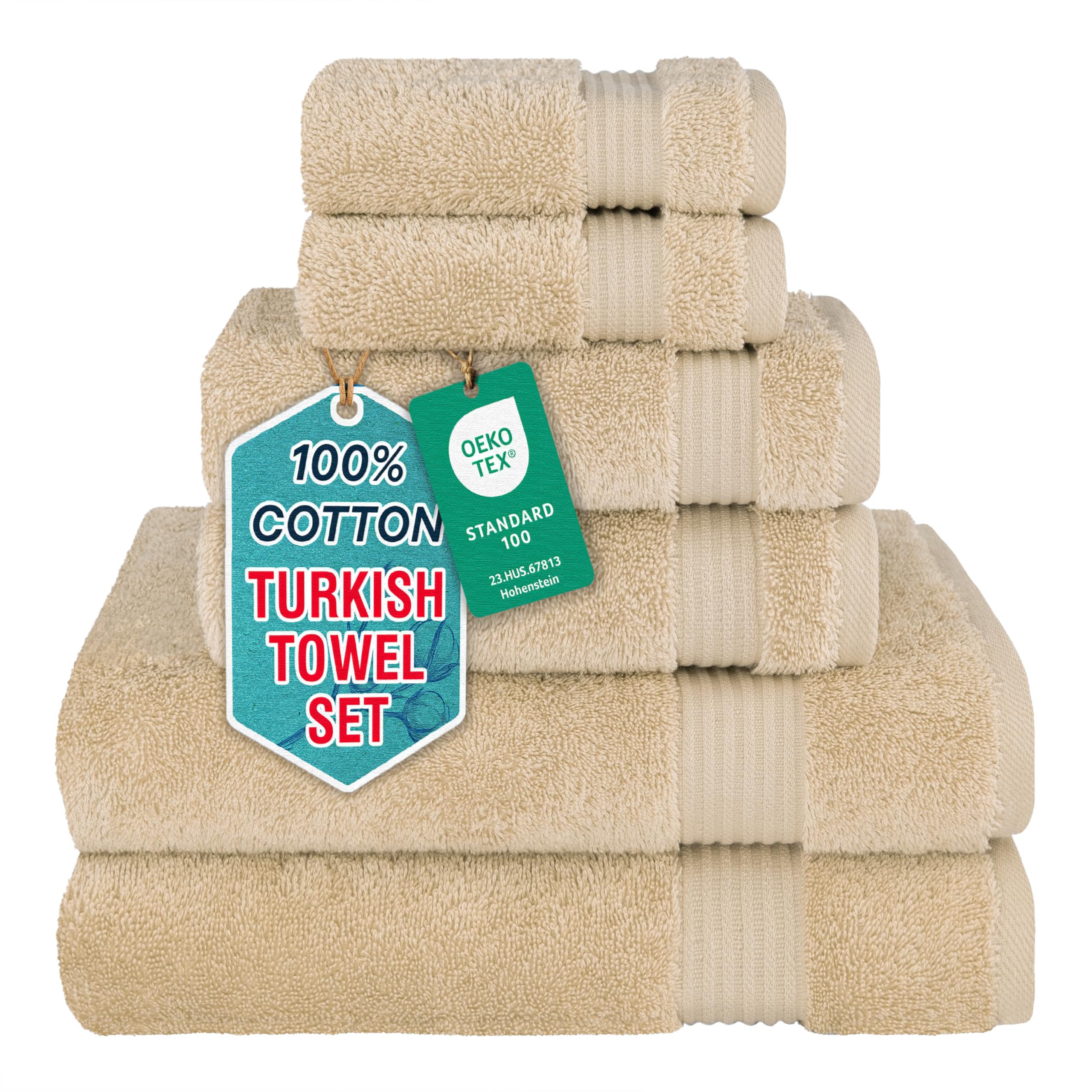 Cotton Paradise Turkish 6 Piece Towel Set for Bathroom Soft Absorbent Dry | 100%