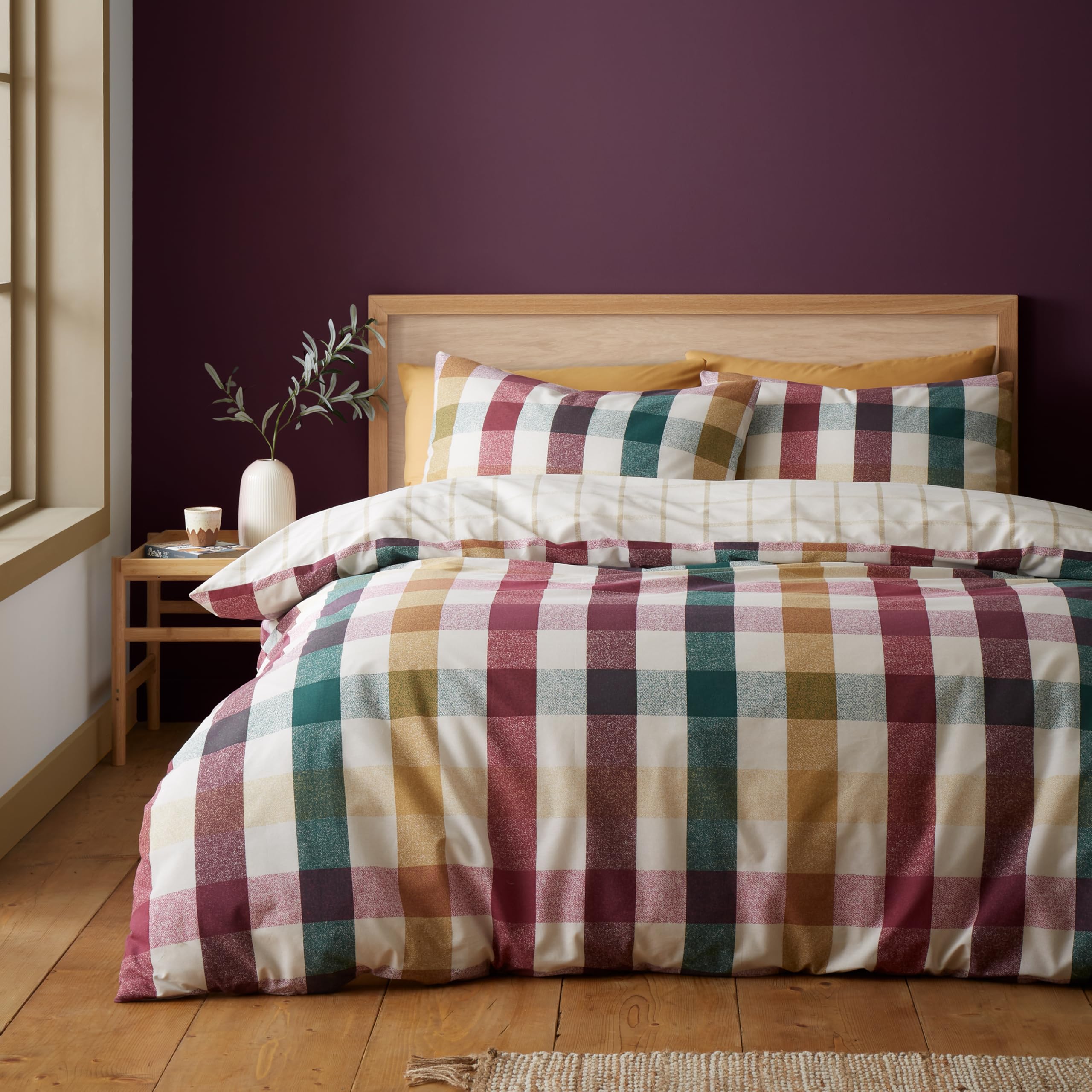 Catherine Lansfield Reversible Duvet Cover Set with Pillowcase for Single Bed, P