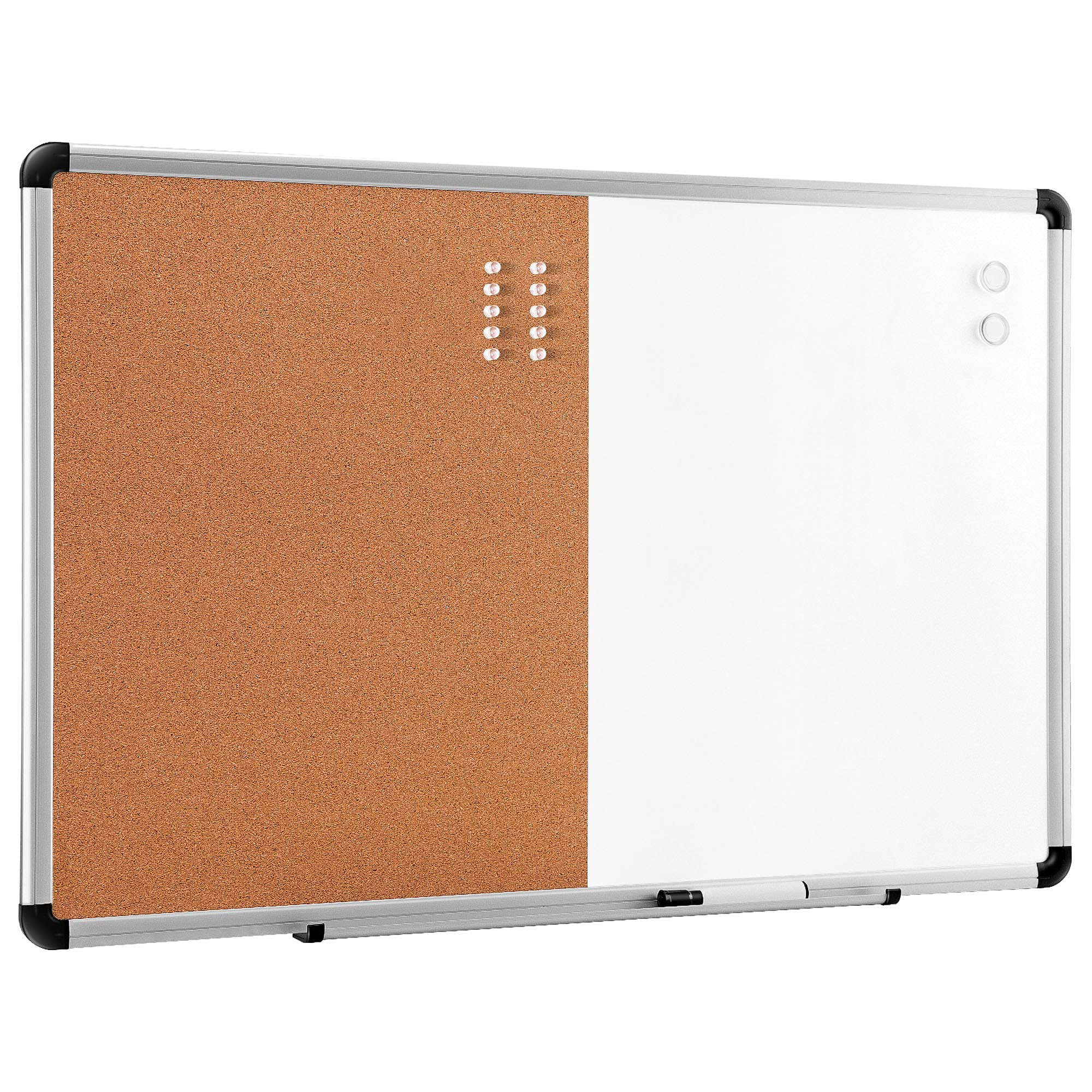 Amazon Basics Magnetic Dry Erase Whiteboard & Cork Board Combo, Wall Mounted for