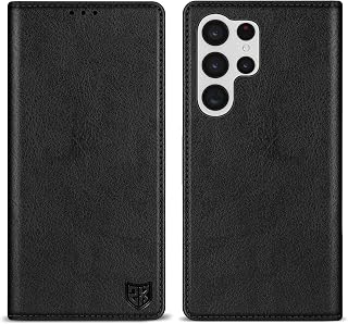 ZZXX for Galaxy S22 Ultra Wallet Case Strong Magnetic 6.8 inch,Black