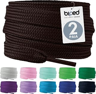 biped LACES 2 Pairs Flat Polyester Shoelaces 10mm Wide - Laces for Trainers and Sports Shoes - Tear Resistant and Washable z2913