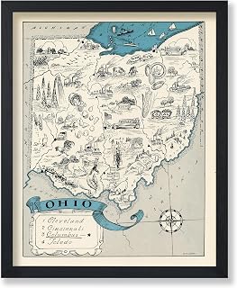 Poster Master Vintage Ohio State Print - Retro Map Poster - Educational Art - Gift for Teacher, Student, Travel Lover - Wall Decoration for Classroom, Office, Dorm - 8x10 UNFRAMED Wall Art