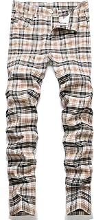NOVOCCT Plaid Panst Men's Stretch Slim Casual Work Trousers Chino Trousers