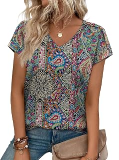 XIEERDUO Camicette estive da donna a maniche corte con bottoni scollo a V carine e alla moda