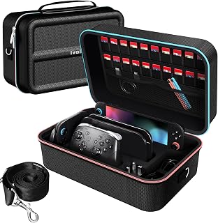 ivoler Carrying Storage All in One Case for Nintendo Switch 2 (2025),Portable Travel All Protective Hard Messenger Bag Soft Lining 20 Games for Switch 2 Console Pro Controller Accessories Black