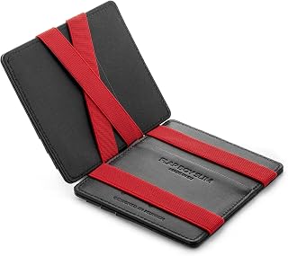 Jaimie Jacobs Men Magic Wallet Flap Boy Slim - The Original - RFID Blocking Credit Card Holder Front Pocket Sleeve (Carbon with Red)