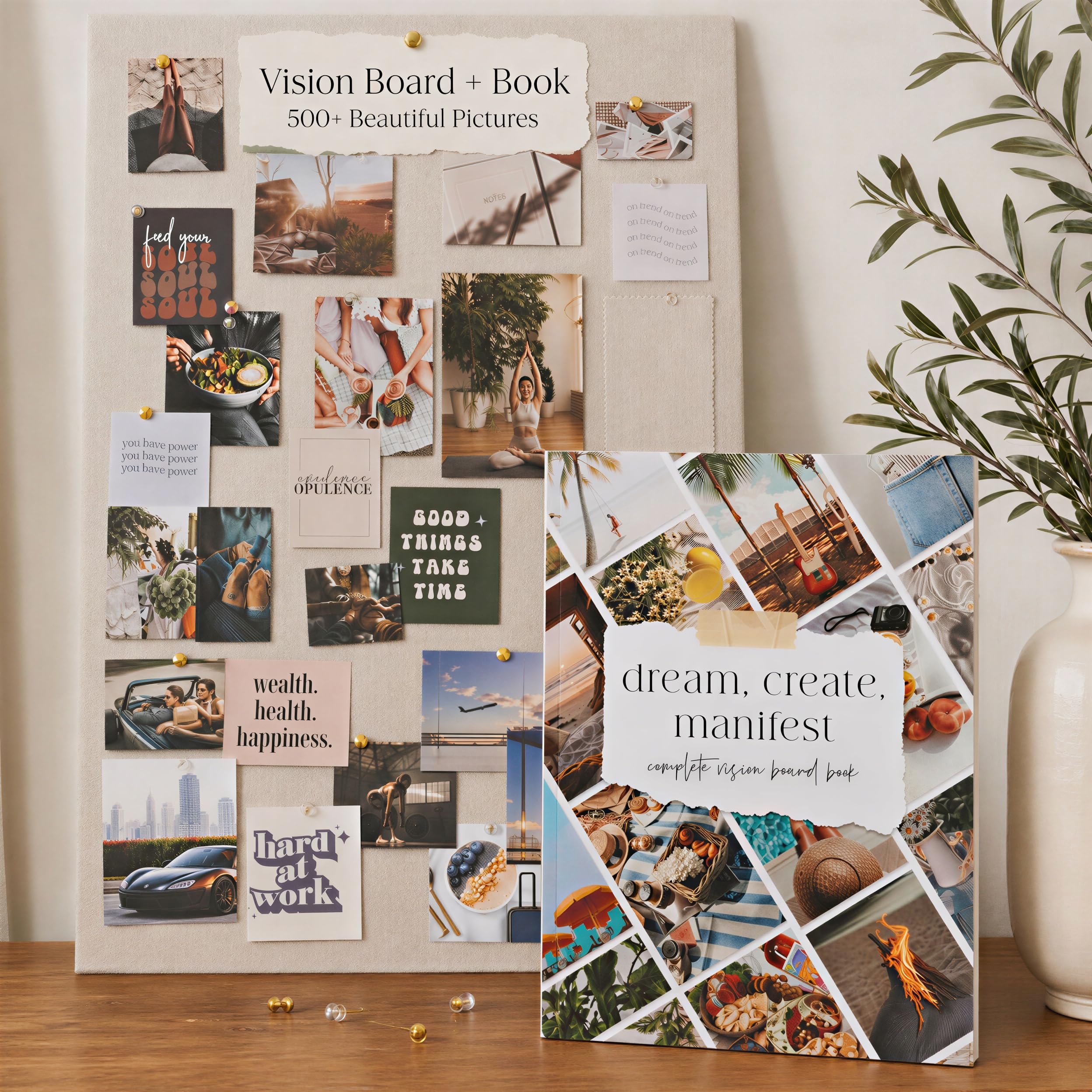 Inspirational Vision Board Kit - Complete Set with Book & Felt Board | Motivatio