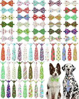 PET SHOW 60 Pack Christmas Large Dog Bowties and Ties Bulk | Adjustable xmas bow ties,for medium dogs,pets neck ties,holiday birthday party grooming accessories
