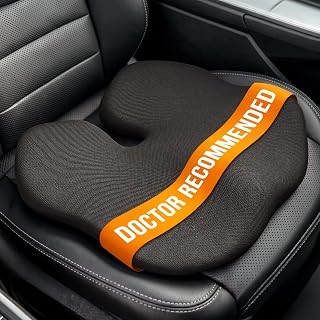 Everlasting Comfort Car Seat Cushion for Driving - Orthopedic Car Cushion for Office, Travel, Gaming Chair Memory Foam Driver Booster for Short People, Non-Slip, Washable Cover, Back &amp; Sciatica Relief