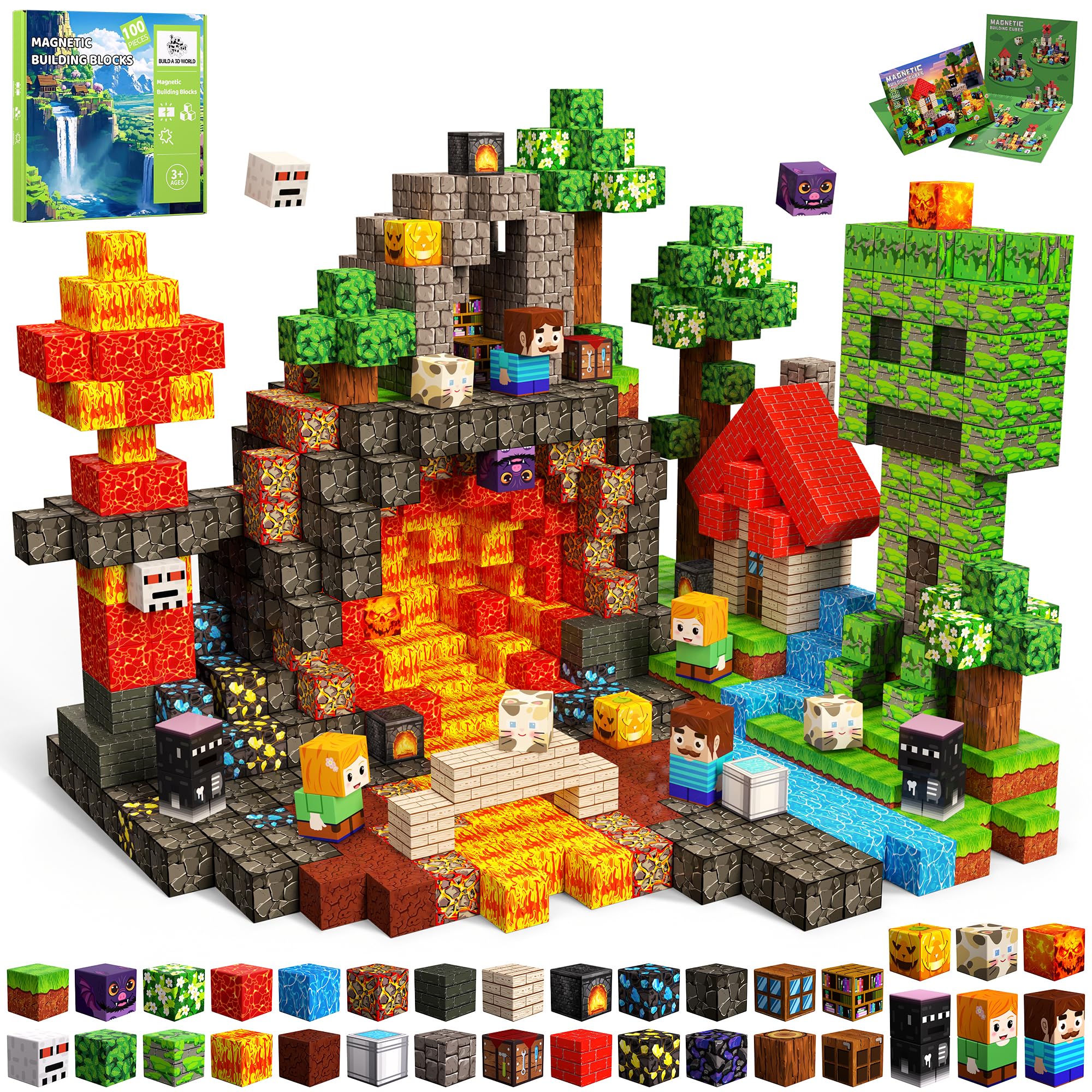 100PCS Magnetic Blocks, Toys Building Cubes Set Birthday Gifts for Kids | Magnet
