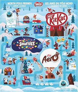 KIT KAT North Pole Friends Advent Calendar, Filled With Minis, Bubbles & Santas, Smarties Ornaments And Aero Minis, Makes A Great Christmas Chocolate Gift, 208 g