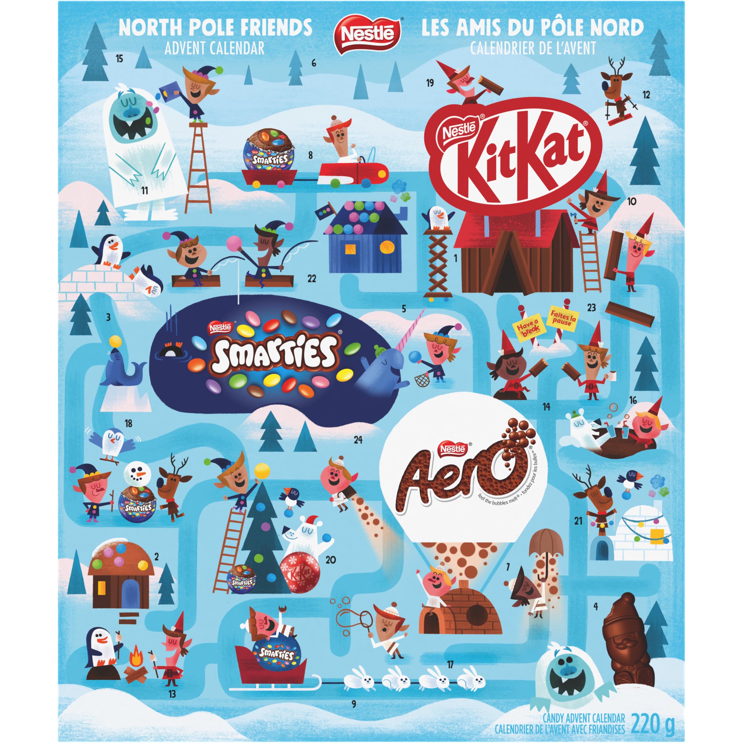 KIT KAT North Pole Friends Advent Calendar, Filled With Minis, Bubbles & Santas,