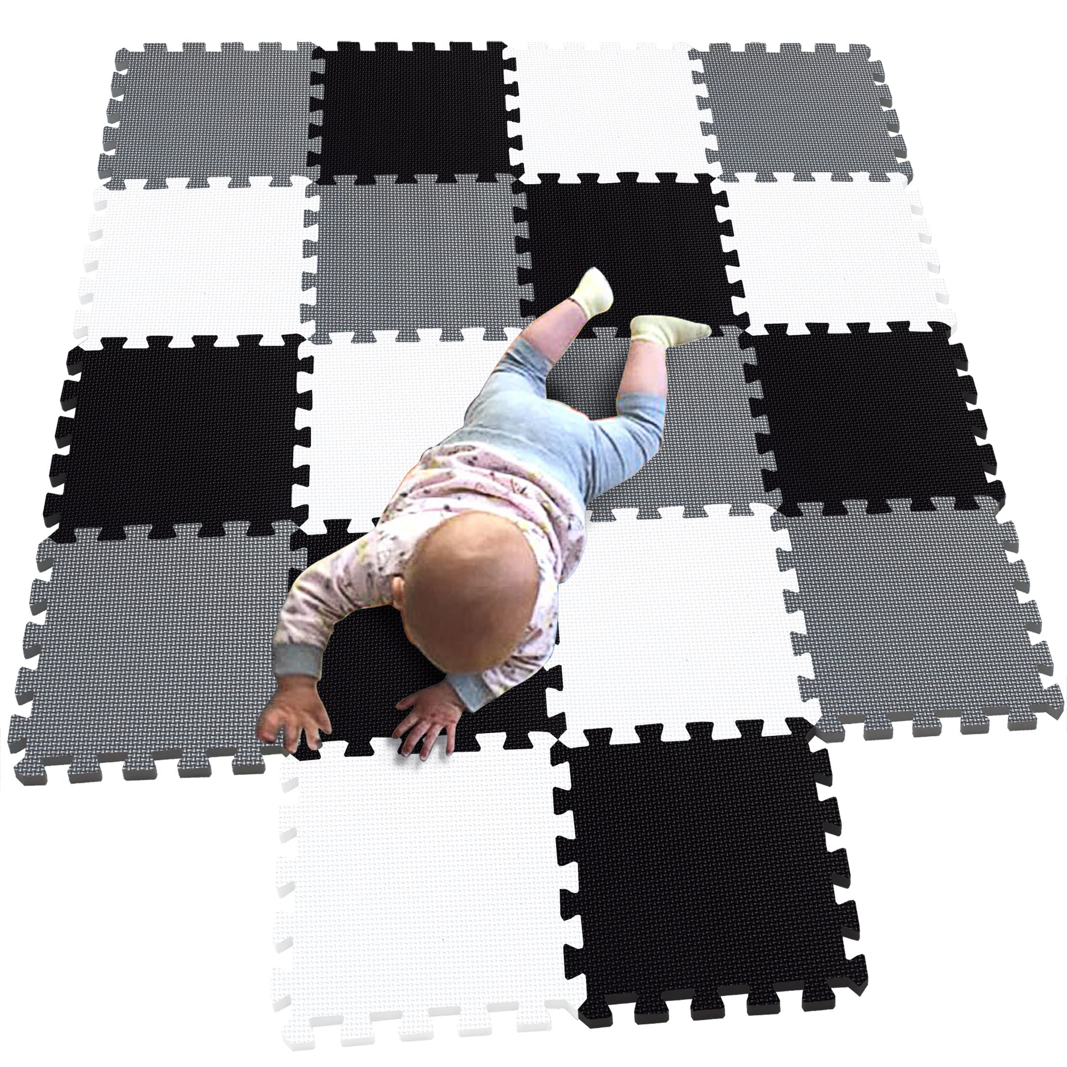 MQIAOHAM® 18 Pieces Puzzle Play Mats, Soft Baby Play Mat, Kids Interlocking Foam