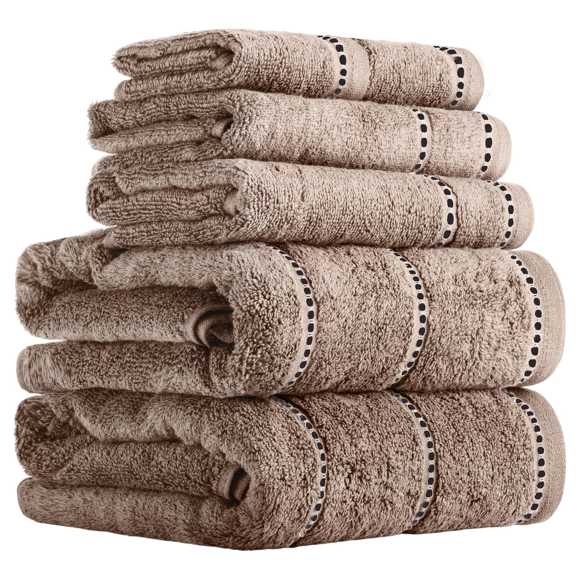Lavish Home 6 Pack Luxury Soft Cotton Quick Dry Towels, Zero Twist & 2 Hand Towe