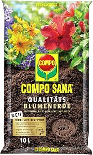 Compo Sana quality. | High-quality potting soil for room, balcony and garden plants, complete trace nutrient mix for visibly healthier plants