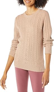 Amazon Essentials Women's Cable Knit Pullover with Long Sleeves and Crew Neck, Available in Plus Sizes