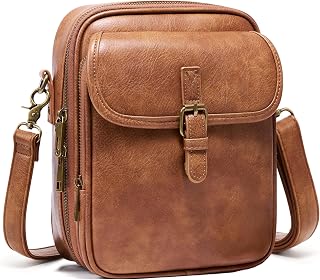 Crossbody Bag for Women Men, Vegan Leather Anti-Theft Messenger Shoulder Bag, Vintage Cross Body Purse with Card Slots