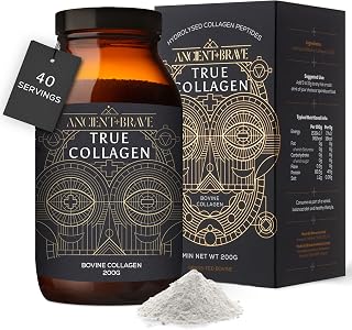 Ancient + Brave True Collagen Powder 200g | 40 Servings | Bovine Collagen | 100% Type I Hydrolysed Collagen Peptides | Neutral Taste | Easily Digestible & Highly Absorbable | Clinically Researched