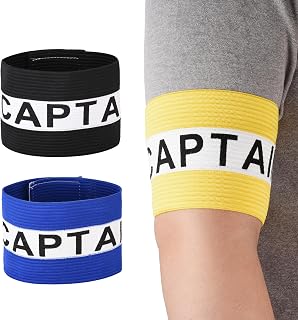 Cosmos 3 Pcs Captain Armband Soccer Football Captain’s Arm Band Adjustable Elastic Adult Youth Player Bands for Soccer Basketball Sports Team, Assorted Colors with Marble Pattern Drawstring Pouch