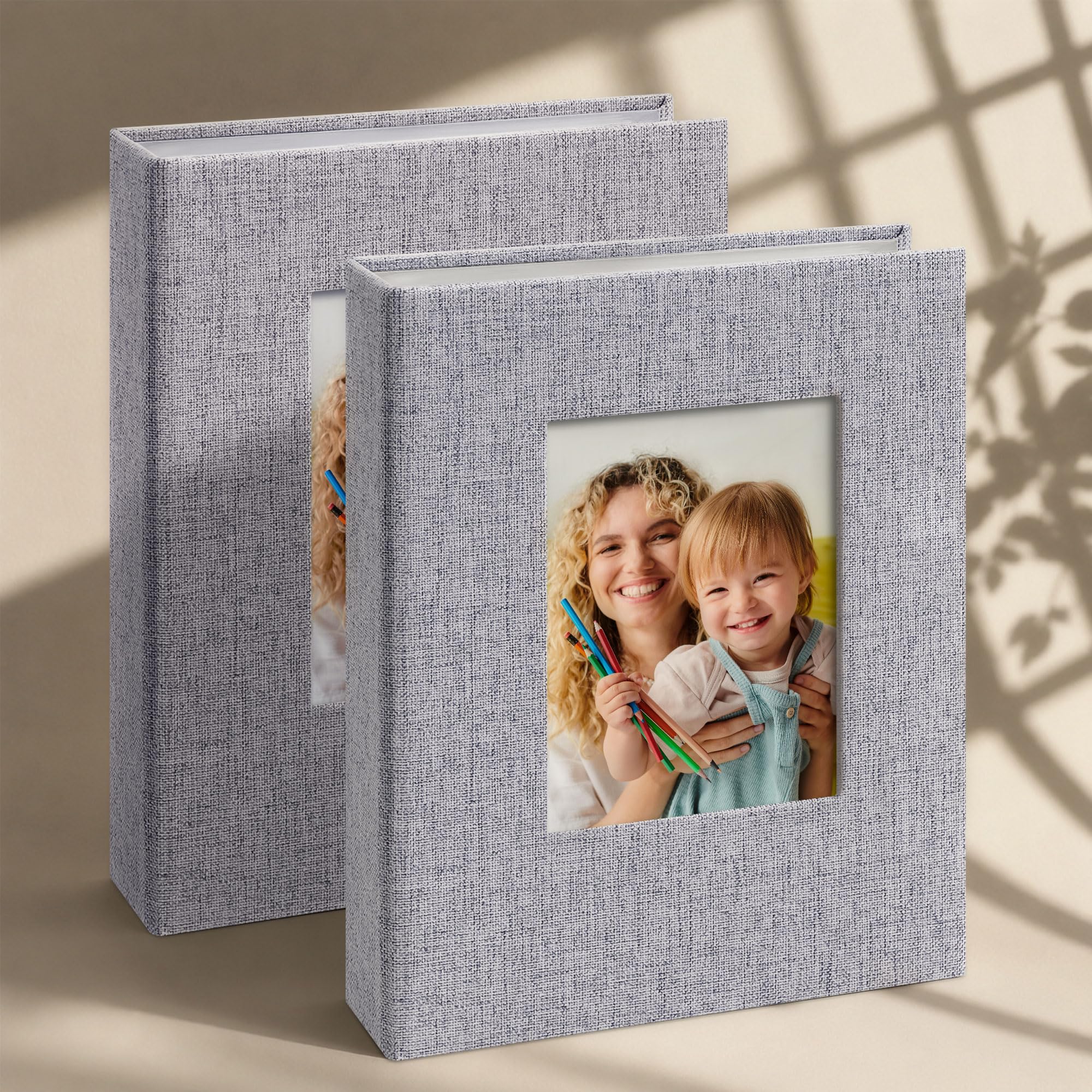 Vienrose 4x6 Mini Photo Album, 2 Pack, 52 Photos, Grey | Linen Cover, Photo Book