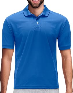 Premium Wear Men's Polo T-Shirt, High Moisture Wicking Dry Fit Performance Short-Sleeve Polo T-Shirt w Collar for Golf Tennis