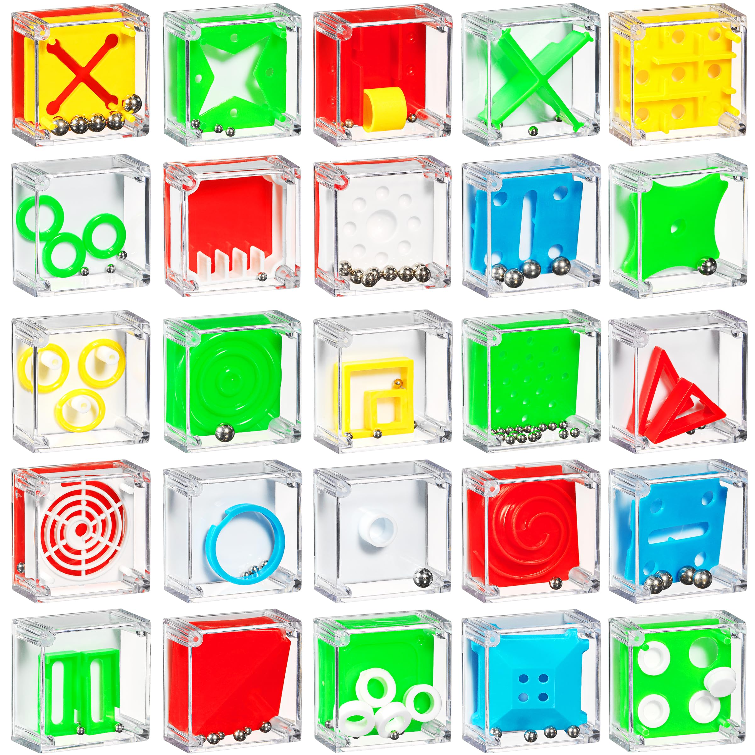 Mini Cube Puzzle Games (24-Pack) 3D Brain Teaser Maze Ball Party Favors | 1.5-In