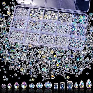 Song Xi 1500PCS Glass Beads for Jewelry Making, Assorted Faceted Crystal Beads Kit for Bracelet Earring Necklace, Horizontal Hole Crystal Teardrop for DIY Clear Christmas Gift (AB White)
