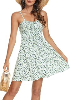 Missufe Women's Casual Drawstring Ruched Drawstring Mini Dress